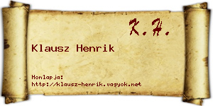 Klausz Henrik névjegykártya